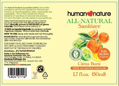 All-natural Sanitizer Citrus Burst 50ml Pdp (All Natural Sanitizer Citrus Burst 50ml Pdp)